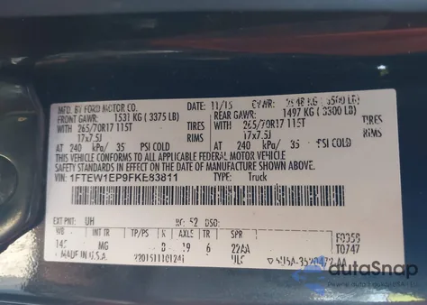 2015 Ford F-150 Xlt from USA, damaged, VIN 1FTEW1EP9FKE83811